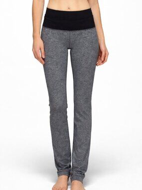 LULULEMON Straight-Up Yoga Pants 33.5" Full-On Luon Heathered Deep Coal Womens 6